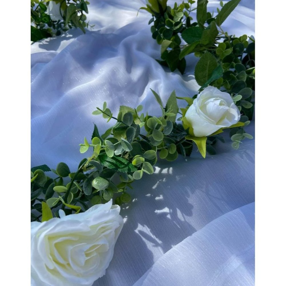 6 Foot White Rose Boxwood Garland Wedding Greenery Vine Floral Leaves ~ New - Picture 2 of 3